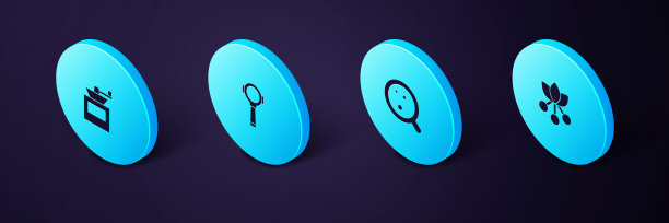 设定等距咖啡豆，分支，杯子，滤网架和手动咖啡研磨机图标。向量图片下载