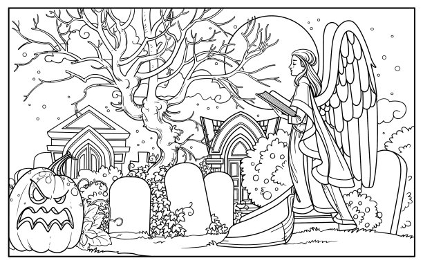 用线条为墓地上色图片下载