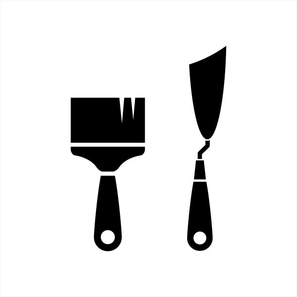 艺术家抹刀和刷子隔离在白色艺术图片下载