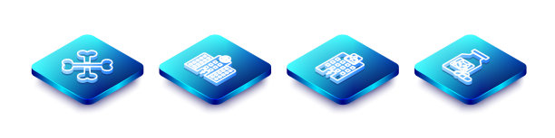 设置等距线交叉骨头，兽医医院，猫瓶和药丸的图标。向量图片下载