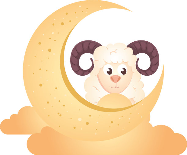 新月带着云，金黄山羊带着动物图片下载