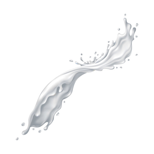 白色背景上的乳白色液体飞溅图片下载