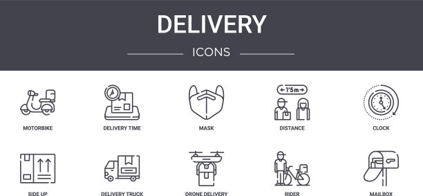 交付概念线图标集包含图标图片下载