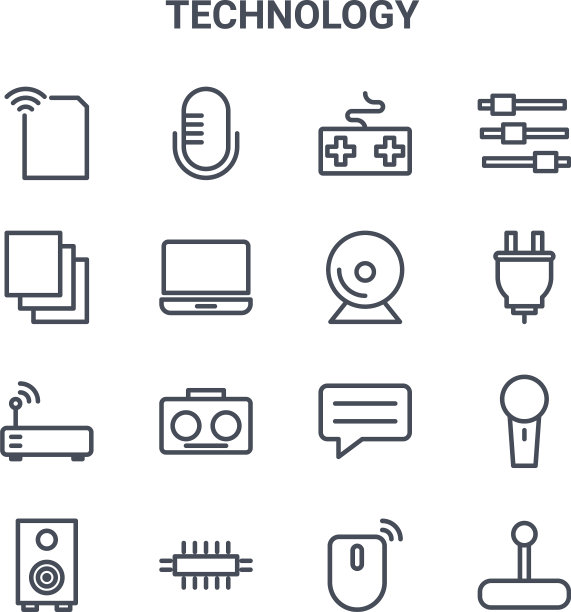 设置16个技术概念线图标64x64图片下载