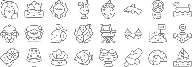 夏季线图标线性集质量线集图片下载