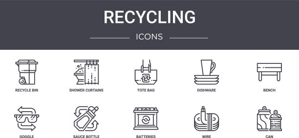 回收概念线图标集包含图标图片下载