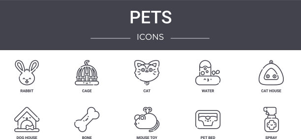 宠物概念线图标集包含图标可用图片下载