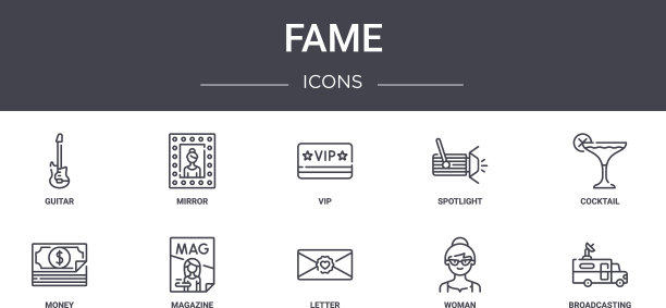 名利概念线图标集包含图标可用图片下载