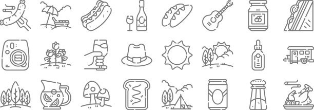 野餐线图标线性集质量线集图片下载