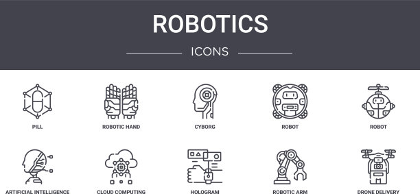 机器人概念线图标集包含图标图片下载