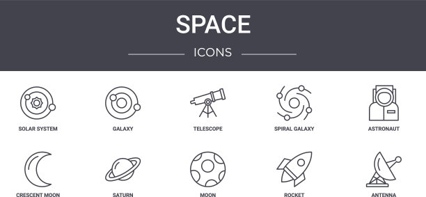 空间概念线图标集包含图标图片下载