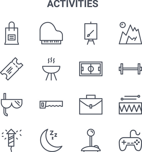 设置16个活动概念线图标64x64图片下载