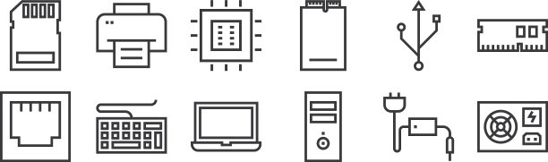 12设置线形硬件图标细轮廓图片下载