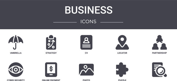 业务概念线图标集包含图标图片下载