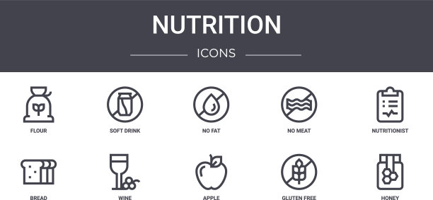 营养概念线图标集包含图标图片下载