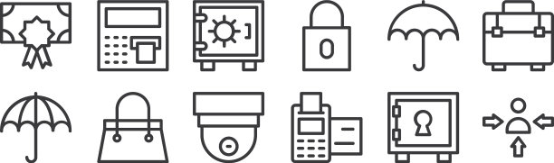 12套线性银行和金融平面图标图片下载