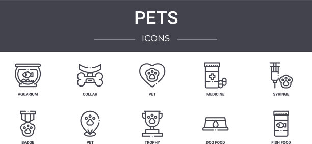 宠物概念线图标集包含图标可用图片下载