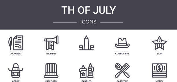 7月概念线图标集包含图标图片下载