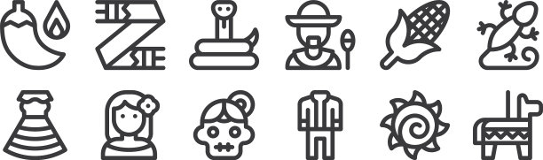 12设置线性墨西哥图标细轮廓图标图片下载