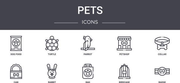 宠物概念线图标集包含图标可用图片下载