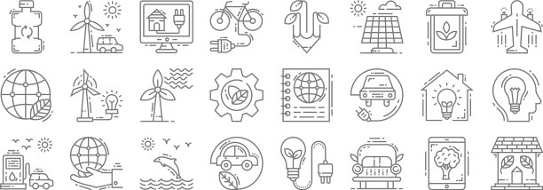 环境和生态线图标线性集质量图片下载