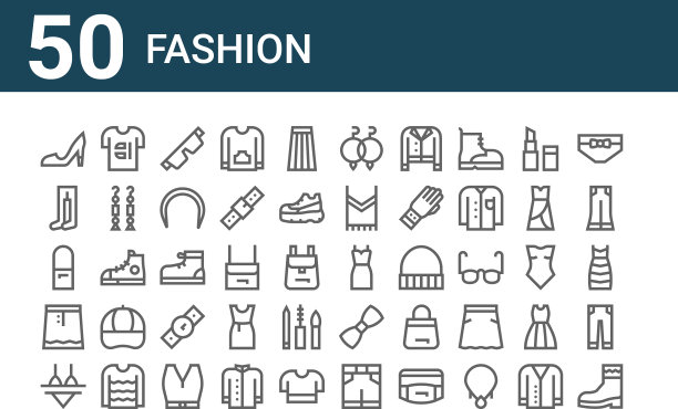 设置50个时尚图标轮廓细线图标图片下载