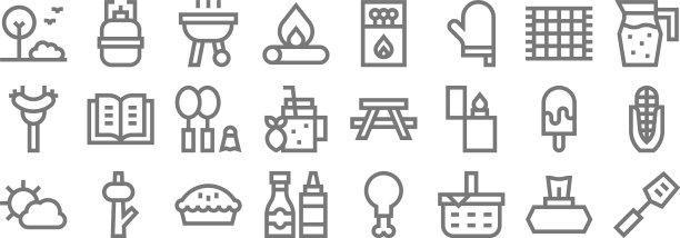 野餐线图标线性集质量线集图片下载