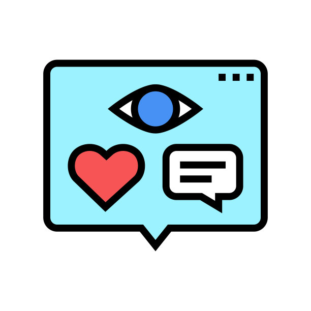 视觉，喜欢和评论的视频彩色图标矢量插图图片下载