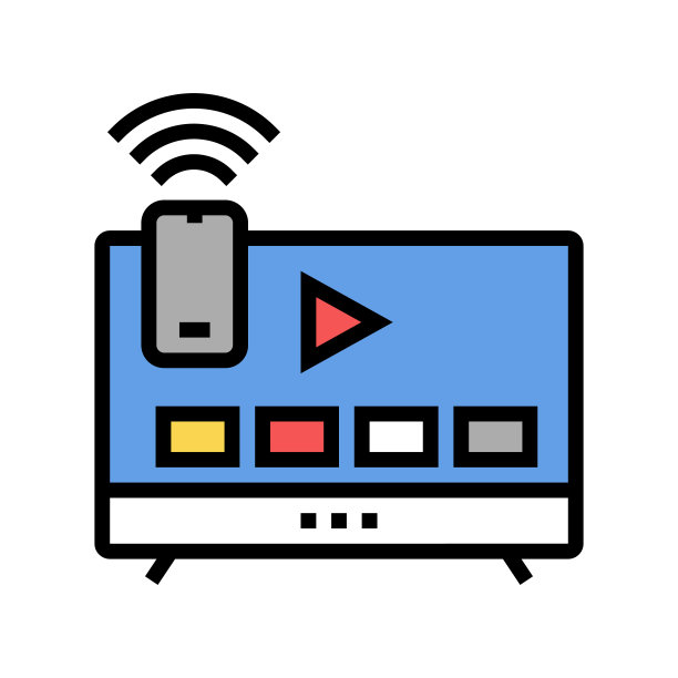 智能电视彩色图标矢量插图图片下载