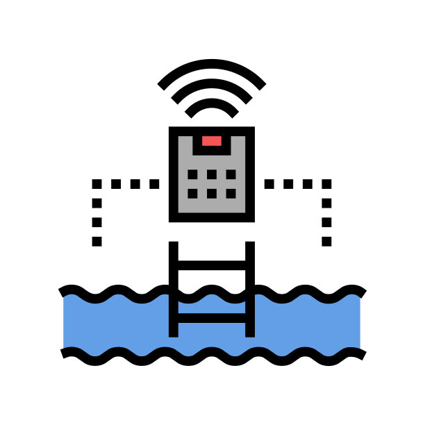 水池控制智能家居颜色图标矢量插图图片下载