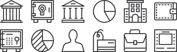 12套线性银行和金融平面图标图片下载