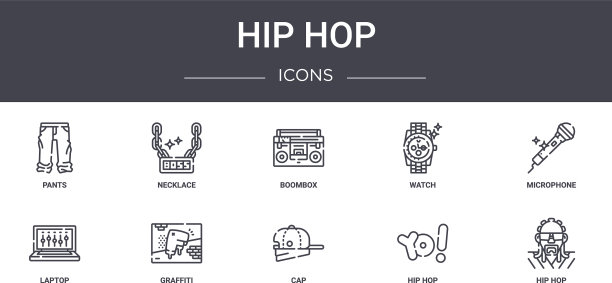 嘻哈概念线图标集包含图标图片下载