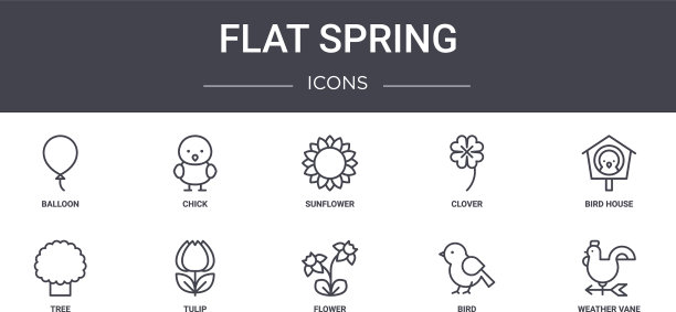 平面弹簧概念线图标集包含图标图片下载