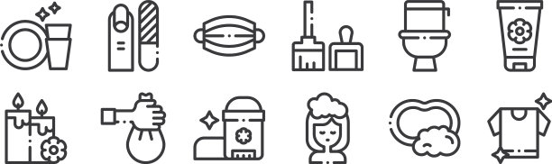 12设置线性卫生例行图标薄图片下载