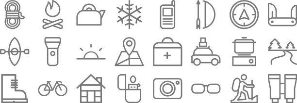 露营线图标线性集质量线集图片下载