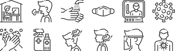 12设置线性病毒传播图标细轮廓图片下载