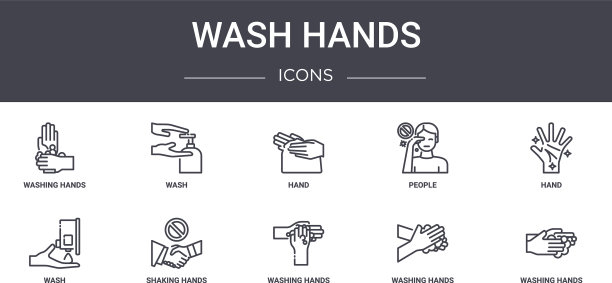 洗手概念线图标集包含图标图片下载