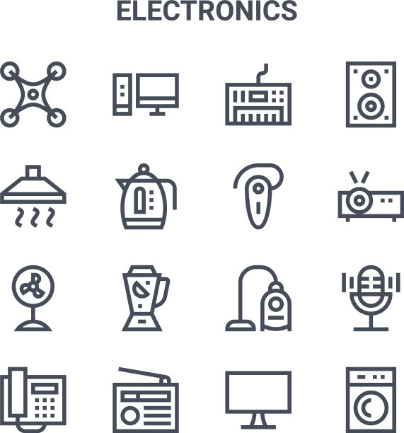 设置16个电子概念线图标64x64图片下载