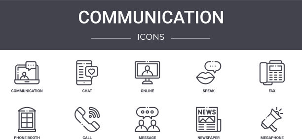通信概念线图标集包含图片下载