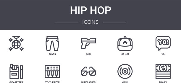 嘻哈概念线图标集包含图标图片下载