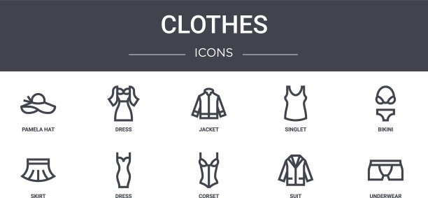 服装概念线图标集包含图标图片下载