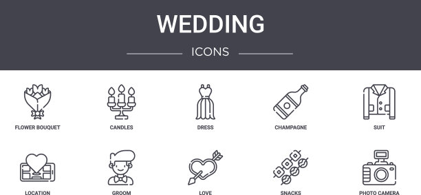 婚礼概念线图标集包含图标图片下载