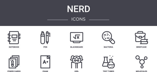 呆子概念线图标集包含图标可用图片下载