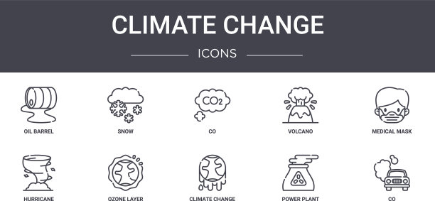 气候变化概念线图标集包含图片下载