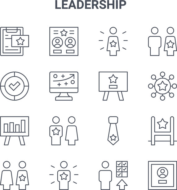 设置16个领导概念线图标64x64图片下载