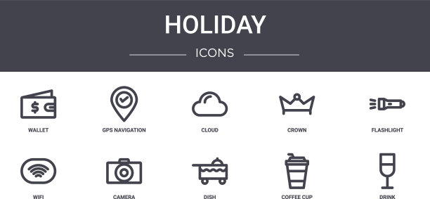 假日概念线图标集包含图标图片下载