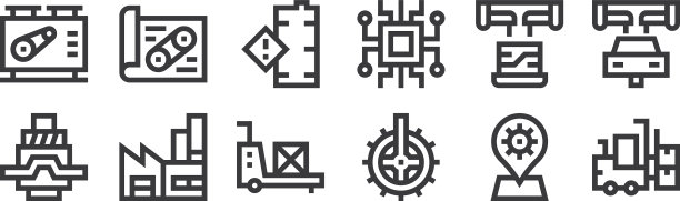 12设置线性制造图标细轮廓图片下载