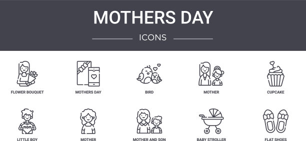 母亲节概念线图标集包含图标图片下载