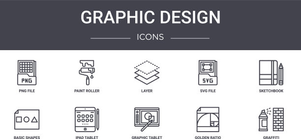 平面设计概念线包含图标集图片下载