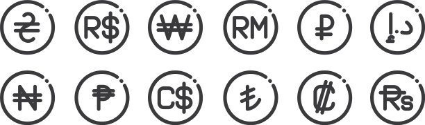 12设置线性货币图标细轮廓图片下载